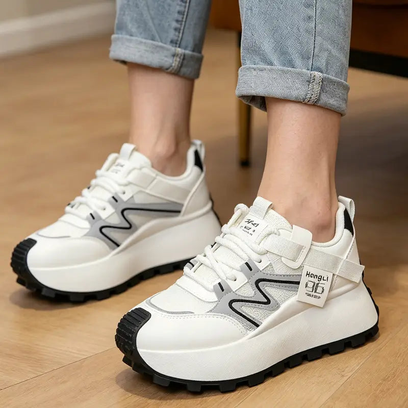 Sneakers de Damă cu Platformă înaltă – Pantofi Sport cu Talpă Groasă pentru Efect de Alungire