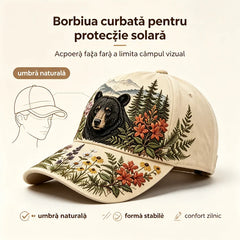 🛍️ Ediție Specială Retro: Șapcă de Vară cu Tematică „Great Smoky Mountains” ✨ Design deosebit cu Urs Negru și Flori de Câmp | Șapcă de Baseball Ajustabilă, Stil Outdoor Vintage