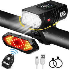 🛍️ Set Lumini Bicicletă Profesional 2026: Far Aluminiu Dual T6 + Stop Spate ✨ 1000 Lumeni, Rază 200m | 6 Moduri de Iluminare, Încărcare USB, Rezistent la Apă