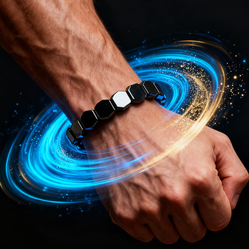 【Compre 1 e leve 2】🔥 Pulseira energética de hematita e ônix negro | Recupere a força e a confiança masculina