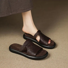 👡💕Papuci la modă, stil retro, cu design împletit și talpă moale