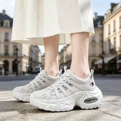 Adidași Dama cu Platformă Înaltă și Pernă de Aer, Pantofi Sport Decupați cu Plasă Respirabilă, Talpă Moale Antiderapantă, Atenuează Presiunea și Durerile de Picioare