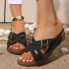Colecția de Vară 2026 ✨ Papuci cu Platformă din Piele Naturală 👡 Stil Retro și Confort Maxim!