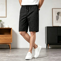 🩳【Set de 3 bucăți】Pantaloni scurți bărbătești la modă, din material răcoros tip mătase de gheață, cu imprimeu