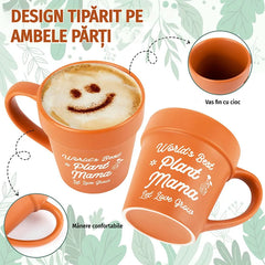 ☕Cană din ceramică în formă de ghiveci de grădinar, amuzantă — include linguriță în formă de lopățică cadou