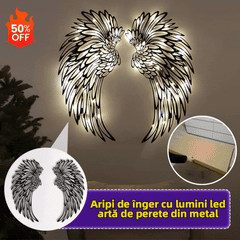 👼【30 cm】Aripi de înger cu lumini led,artă de perete din metal