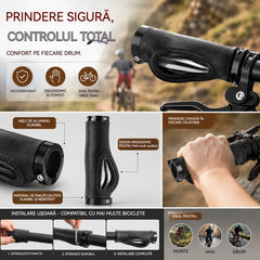 Manșoane ergonomice pentru ghidon cu suport pentru palmă – design anatomic, dublă blocare și material TPR amortizor