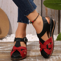 Sandale Ortopedice din Piele pentru Femei | Pantofi de Vară cu Talpă Moale, Model Împletit Retro, Anti-Alunecare și Calmare Dureri de Picioare