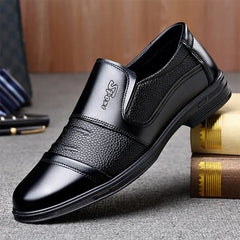 Pantofi Eleganți din Piele Naturală pentru Bărbați: Model Slip-On Fără Șireturi, Talpă Moale Anti-Oboseală, Amortizare Șocuri și Confort Premium