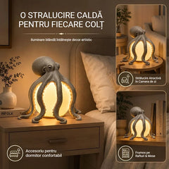 ✨Veioză de Masă Creativă în Formă de Caracatiță, Lampă Decorativă din Rășină Stil Marin, Lumină de Veghe pentru Dormitor și Living