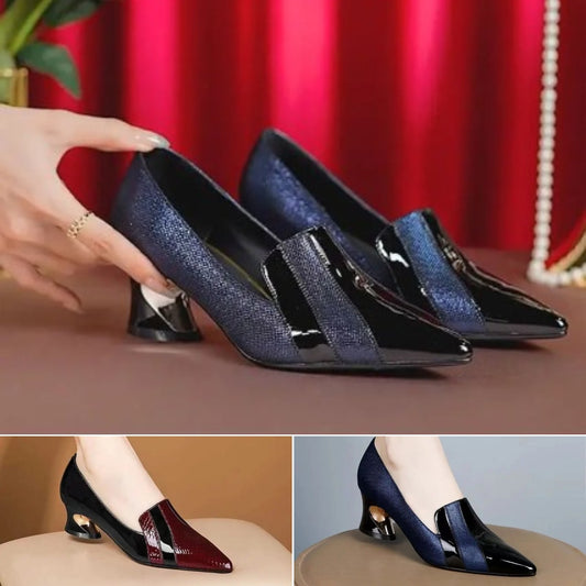 🔥[Πολυβραβευμένο]👡 Γαλλικού στυλ γυαλιστερές, μοντέρνες και κομψές γόβες, κατασκευασμένες από μαλακό λουστρίνι, άνετες στη χρήση