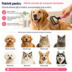 ✨2 buc🐈 Perie Multifuncțională 3-în-1 pentru Descâlcirea și Îndepărtarea Părului de Animale: Pieptene Eficient pentru Câini și Pisici