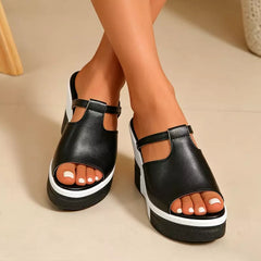 🖤🤍【Top 3 cele mai apreciate】Papuci moderni cu platformă și design alb-negru – confortabili, eleganți și ușor de asortat