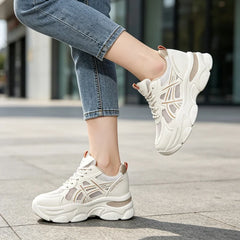 👟【Suport pentru arcadă + talpă moale】Pantofi casual cu plasă respirabilă și talpă groasă cu efect de înălțare