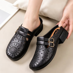 Papuci din Piele cu Model Perforat: Talpă Moale ce Reduce Oboseala, Mărimi 36-41 ✨