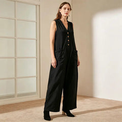 Salopetă modernă fără mâneci din in｜Eleganță naturală fără efort