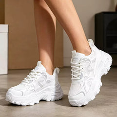 Pantofi Sport Fashion cu Platformă Înaltă – Efect de Alungire și Design Metalizat Argintiu