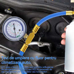 🔧❄️ Furtun de reîncărcare agent frigorific R134a AC cu manometru – Etanș, ușor de citit și compatibil cu mașini, camioane sau aparate de aer condiționat de uz casnic – Reîncărcare sigură DIY 🚗