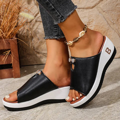 💎🎀 papuci tip sandale cu platformă pană, fundă și strasuri——无货关停