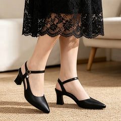 🖤✨【Piele premium atent selecționată】sandale elegante franțuzești cu toc gros