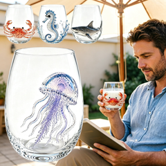 ✨Pahar de Whisky Premium din Sticlă Suflată Manual, Model Caracatiță 3D Artizanală, Pahar Creativ pentru Cocktail și Bar, Cadou de Lux