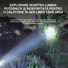 Energie Solară Nelimitată ✨ Lanternă Profesională LED Ultra-Puternică 🔦 Funcție de Power Bank & Lampă de Camping COB!
