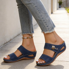【Noutate Vară 2026】Papuci Saboți Elegante de Damă din Piele cu Platformă Cuneiformă, Talpă Antiderapantă, 5 Culori, Mărimi Mari 36-43! 👡✨