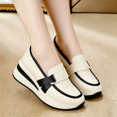 Pantofi Loafers cu Platformă pentru Femei, Design Elegant cu Talpă Înaltă, Piele Moale, Stil Casual și Office, Culori Contrastante