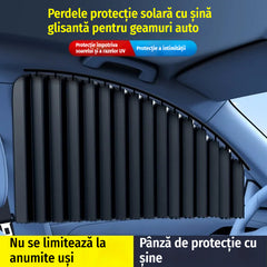 🚗【Set 4 bucăți】Perdele protecție solară cu șină glisantă pentru geamuri auto – izolează termic și protejează împotriva soarelui