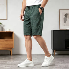 🩳【Set de 3 bucăți】Pantaloni scurți bărbătești la modă, din material răcoros tip mătase de gheață, cu imprimeu