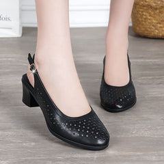 👡【35-41】2026 sandale noi din piele moale, cu toc gros, cu talpă moale
