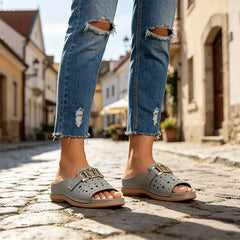 ✨Papuci Casual de Damă cu Talpă Moale și Ergonomică – Design Modern cu Detalii Metalice pentru Confort Zilnic