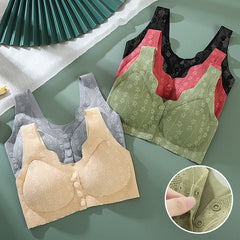 😍 【Αγόρασε 2 Πάρε 1 Δώρο】👙 Γυναικείο Δαντελένιο Σουτιέν Χωρίς Μπανέλα με Μπροστινό Κούμπωμα