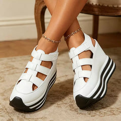 👡【Piele naturală premium – versiune nou îmbunătățită】Sandale romane moderne cu platformă – efect de înălțare de 10CM, elegante și confortabile