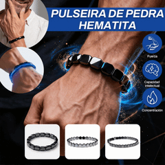 【Compre 1 e leve 2】🔥 Pulseira energética de hematita e ônix negro | Recupere a força e a confiança masculina