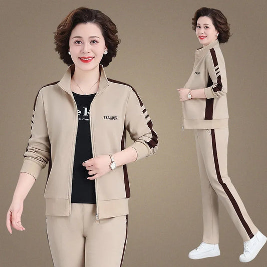 💥Μεγάλες πωλήσεις🎉【Μπουφάν + Παντελόνι】Νέο σετ αθλητικών ειδών για μεγάλες καμπύλες