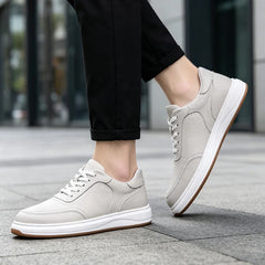 Pantofi Casual din Piele Naturală pentru Bărbați, Adidași Clasici și Sport cu Talpă Moale, Model Respirabil Găurit de Vară