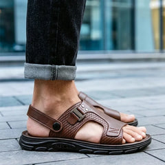 🩴 Sandale și Papuci 2-în-1 din Piele Naturală – Talpă Moale Anti-Alunecare și Confort Suprem de Vară! ☀️🌊[ dacă aveți picioare late, cumpărați două mărimi mai mari.]
