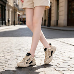 👟 Adidași Chunky din Piele Naturală și Plasă – Talpă Moale de 4cm, Ultra-Respirabili și Super Confortabili! 🌟✨