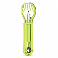 Set Multifuncțional 3 în 1 din Oțel Inoxidabil – Instrument pentru Cupat, Modelat și Curățat Fructe (Pepene, Pepene Galben, Kiwi) 🍉 Melon Baller & Carver Set