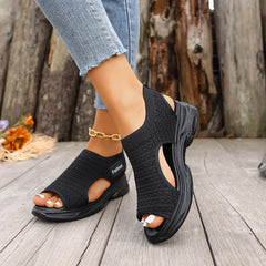 ⚪⚫【Talpă ultra moale】Sandale moderne și confortabile cu material flyknit și talpă groasă