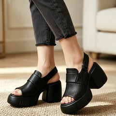 Sandale Moderne cu Platformă și Toc Gros – Stil Minimalist, Stabilitate Maximă și Confort Zilnic! 👡✨