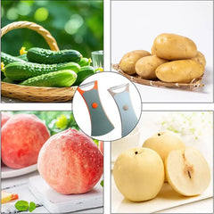 ✨【3 buc】Curățător Multifuncțional 2-în-1 pentru Legume și Fructe: Cu Două Lame Rotative și Carcasă de Protecție, Ghilotina de Curățat Cartofi și Roșii