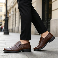Pantofi Eleganți din Piele Naturală pentru Bărbați: Model Slip-On Fără Șireturi, Talpă Moale Anti-Oboseală, Amortizare Șocuri și Confort Premium