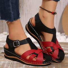 Sandale Ortopedice din Piele pentru Femei | Pantofi de Vară cu Talpă Moale, Model Împletit Retro, Anti-Alunecare și Calmare Dureri de Picioare