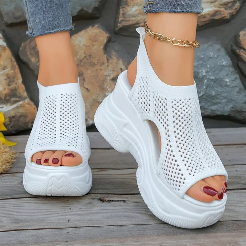 ✨Sandale de Damă cu Platformă și Mesh Aerisit – Înălțime 9.5cm, Stil Casual și Confortabil pentru Vară