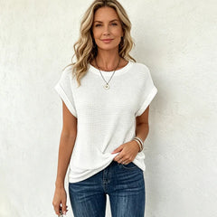 👚 tricou uni tip vafă, la modă｜subțiază vizual silueta・respirabil și confortabil ✨