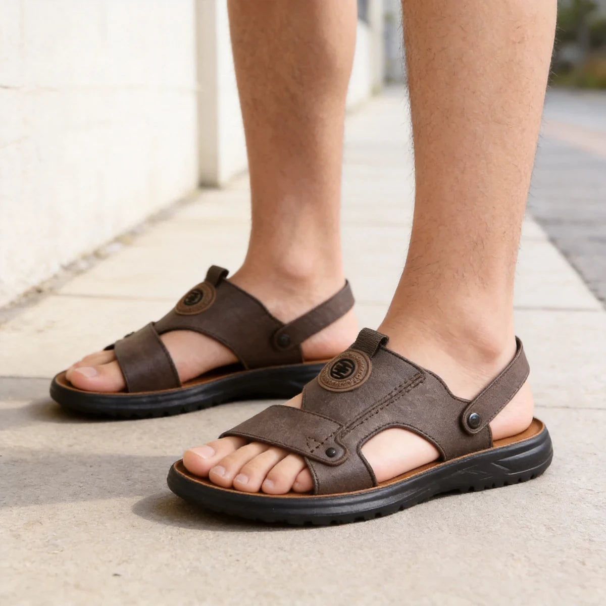 Sandale și Șlapi 2 în 1 pentru Bărbați, Încălțăminte de Vară din Piele Moale, Talpă Flexibilă și Confortabilă pentru Plajă și Casual