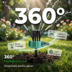 ✨ Aspersor automat de grădină cu capete multiple la 360°