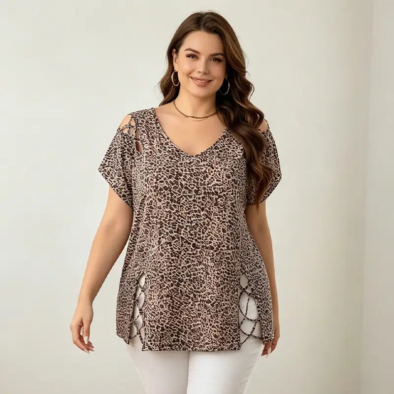 🐆 Tricou modern cu imprimeu leopard, din bumbac pur, lejer și confortabil